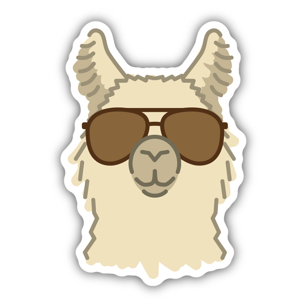 Stickers Northwest, 3", Sticker, Llama in Aviators